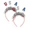 5 1/2" Patriotic Glitter-Letter USA Tinsel Head Boppers 12 Pieces
